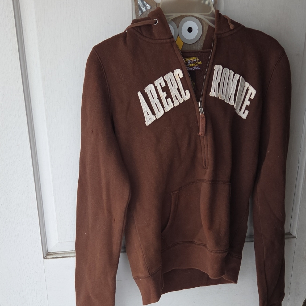 Abercrombie & Fitch Chocolate Zip-Up Sweatsshirt Size Large Y2k